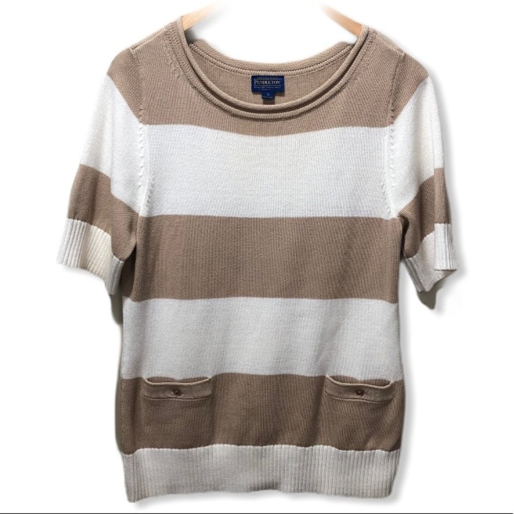 {Pendleton} Striped Half Sleeve Sweater